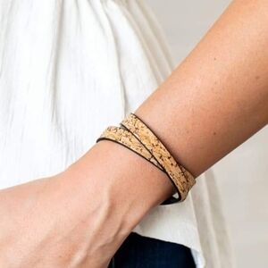 Elegant Tan and Black Wrap Bracelet